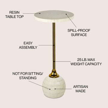 Evelyn 26" Modern Glam Metal/Resin Mosaic Pedestal Drink Table